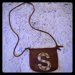 Brown Faux Leather Small Cross Body Purse